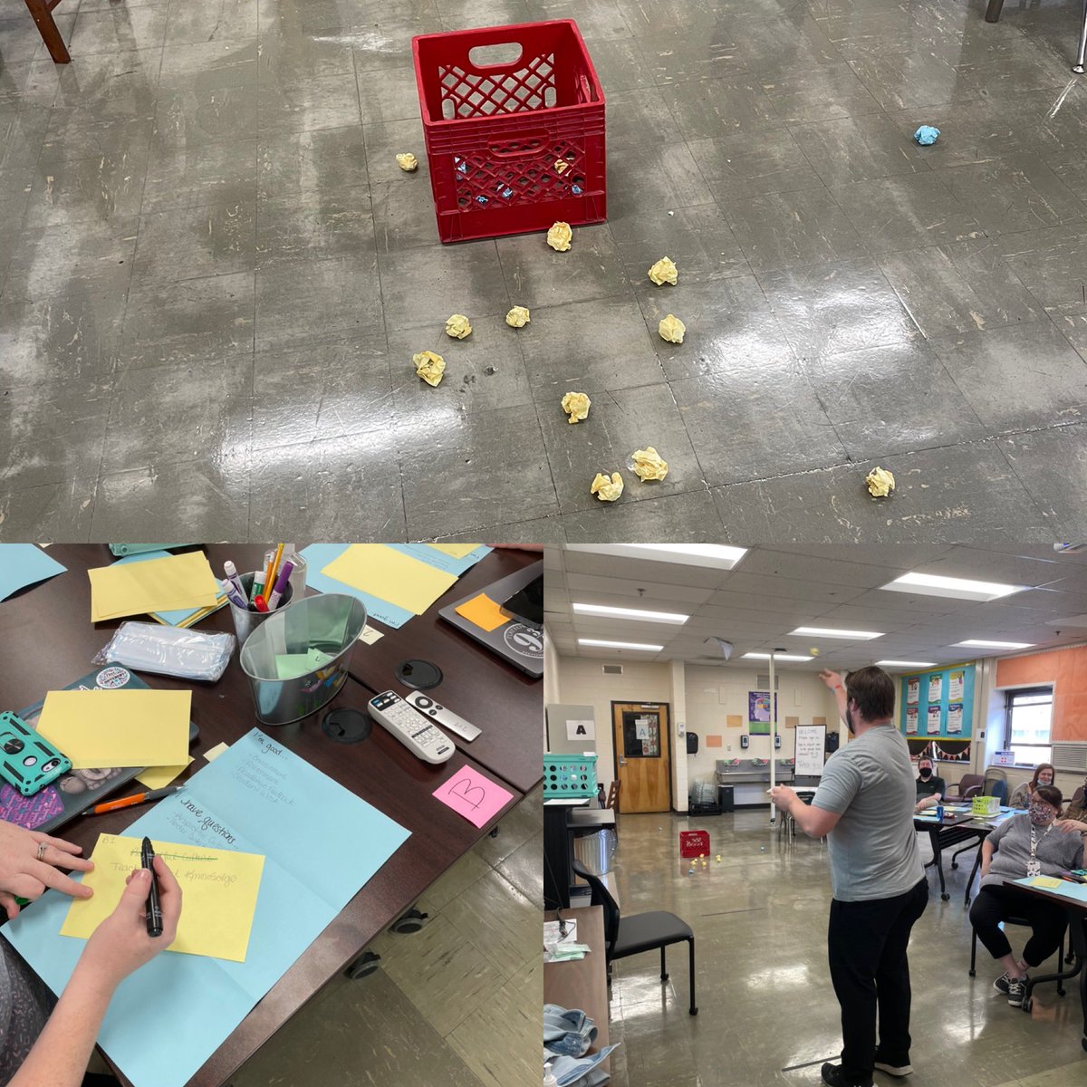 lindsay_davis's tweet photo. @AustinEastHS teachers playing some Trashketball to continue our work on TIGER in KEY professional development today! This is the #RealAE. We go hard and play hard. #BeepBeep https://t.co/1H2vbqAAGU