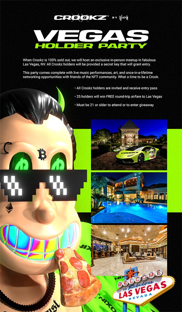 DnBstevo's tweet photo. The @crookznft holders mansion party is now official! For details, slide through the discord!!! You don't want to miss this 🙌

#CROOKZNATION #nft https://t.co/1px5MvPGog