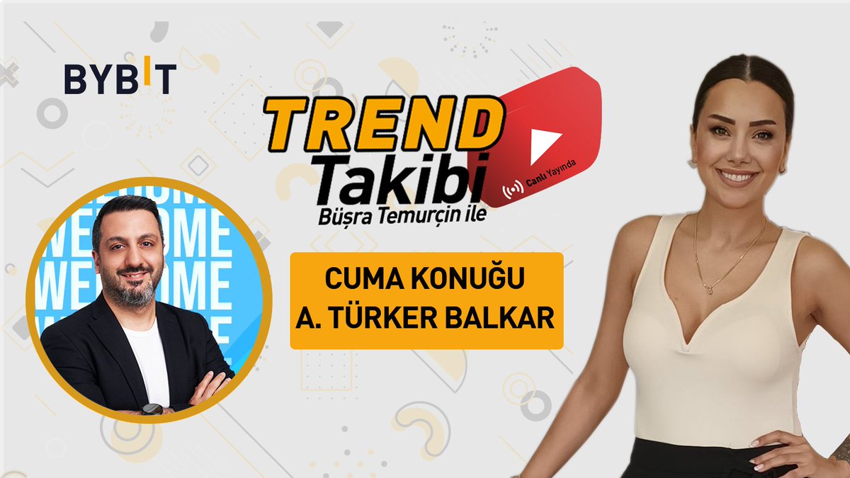 BybitTurkiye's tweet photo. 📢 Bu cuma Bybit Trend Takibi' nde @busratemurcin 'in  konuğu @turkerbalkar 🔥

📺 Güncel gelişmeler, analizler ve fazlası için Trend Takibi yarın saat 10.00'da Bybit Youtube kanalında Canlı 🔥

🔔 Bybit Türkiye Youtube kanalımıza abone olmayı unutmayın ⤵️
https://t.co/ntDTfbUIzp https://t.co/t77708JL8D