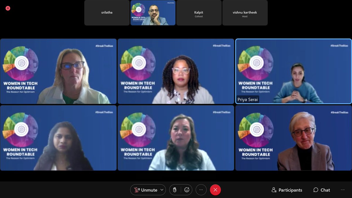 saivram's tweet photo. It has been an honor to represent @cigniti  Technologies and welcome all these women leaders who are on the panel today that we have hosted. Join me and listen to Heidi Musser Alice Dungey Srilatha Korada Priya Serai, PMP Angela Venuk and Aimee (Williams)Senour.  #BreakTheBias https://t.co/nYR2ZhGAXY