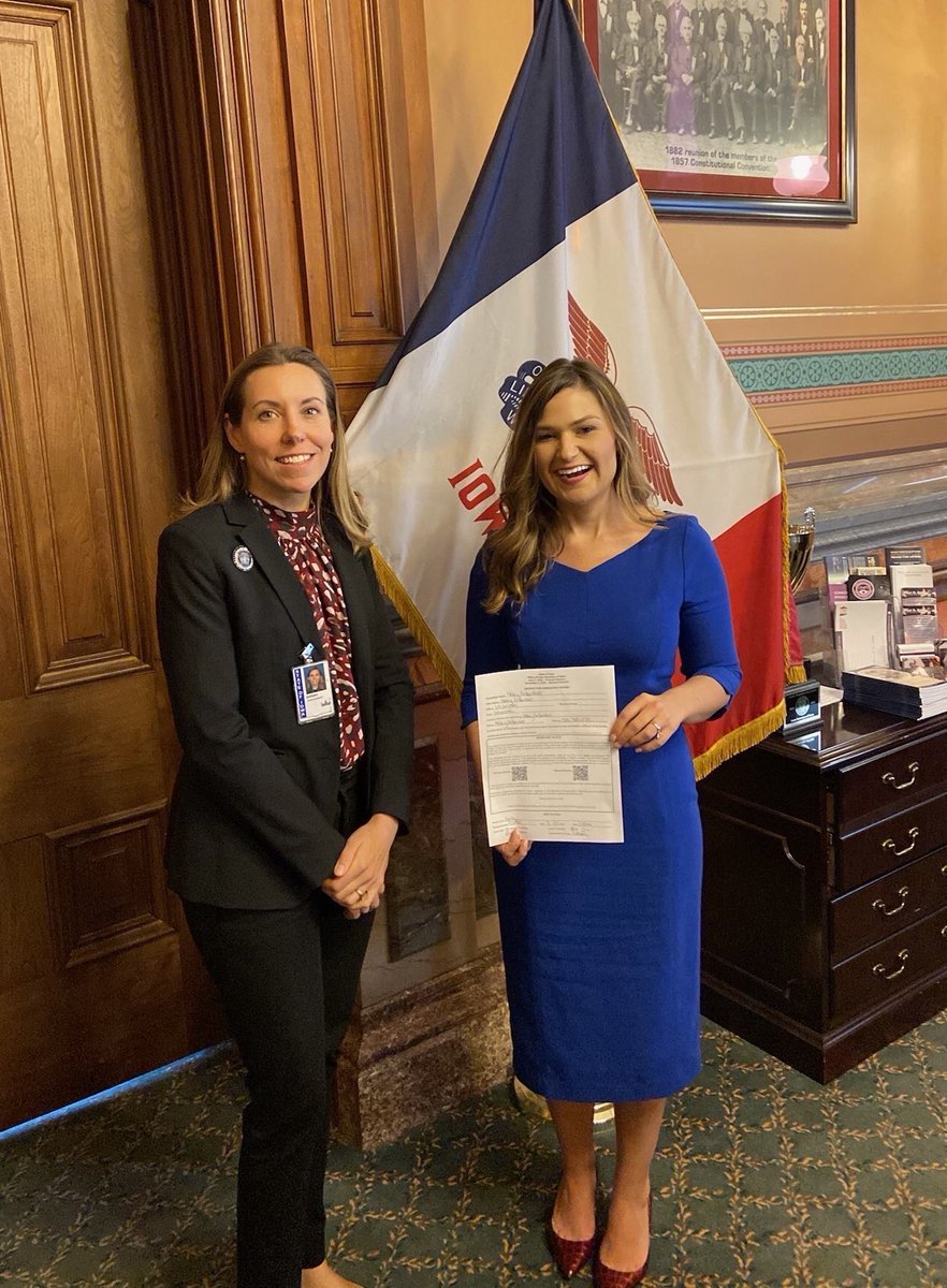 Abby4Iowa's tweet photo. IT'S OFFICIAL: I just filed my nomination papers at the Iowa Capitol. This is a HUGE step for this campaign and the movement we're building to retire @ChuckGrassley in November! 47 years is #toodamnlong to be in Washington—and we're going to make sure this year is his last!! https://t.co/cMx5rPqNkf