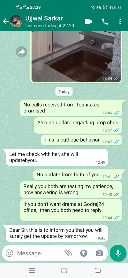 REMINDER NO:1 to @GodrejGroup <a href="/GodrejProp/">Godrej Properties Limited</a> @GodrejAndBoyce's The customer who got this sink in a brand new apartment receives no response from #FRAUDREJ <a href="/pirojshagodrej/">Pirojsha Godrej</a>, I don't see your group's future to be so Ujjwal with such bogus people in your team!