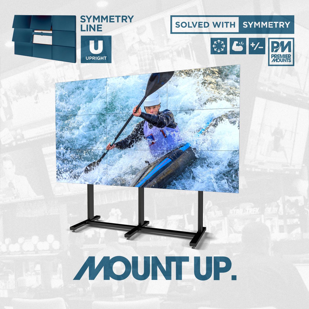 #MountUp with our #SymmetryLine #UprightMount 💪 It's fully customizable, just like our wall and ceiling mounts! Big or small, we've got you covered! 
^
#PremierMounts
#SolvedWithSymmetry #NewHeights
#HangWithPremier #ProAV #VideoWall #DigitalSignage
#DisplayMounts