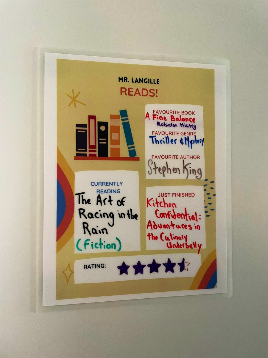JohnstKM's tweet photo. Fostering a love of reading at @CPJHWildcats! Can’t wait to share our current and favourite reads with students! @crystal_hrce @MrJLangille @HrceLiteracy (check thread for link to use our template 😁!) https://t.co/exTZBIVEFJ