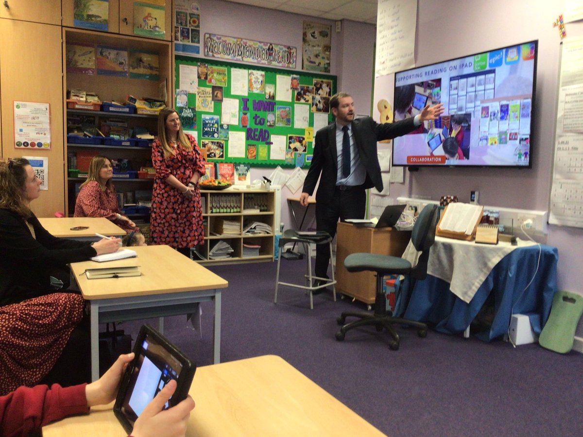ClaireGreenway4's tweet photo. A workshop with a focus on Literacy from Mrs Kearton,  @MrCStJames &amp;  @MissGStJames was well received by all. Children from across the school shared their use of iPad to enhance their learning. @AppleEDU #AppleDistinguishedSchool https://t.co/eMC9uYFp1u