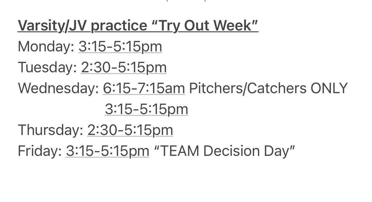 ‼️Dates &amp; Times for practice next week‼️ #springtimeishere