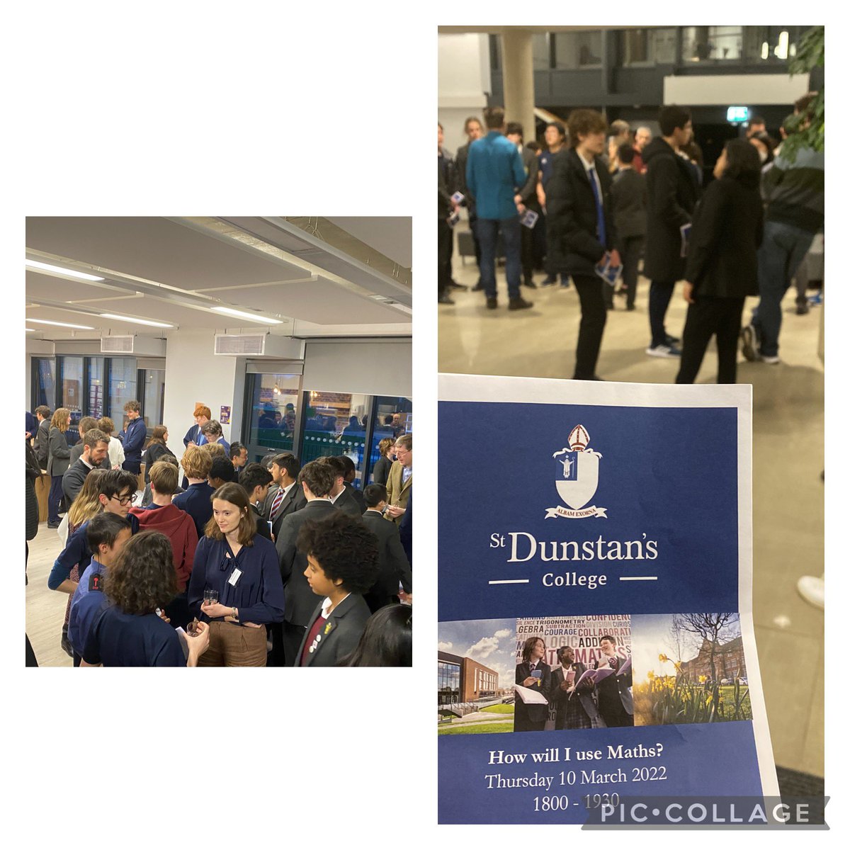 SDC_DH_Academic's tweet photo. An excellent @StDunsMaths event this evening for our @StDunstansColl students to consider where studying Maths at A Level and beyond could take them. Many thanks to the delegates for their time, and the great buzz around our STEM Centre and Atrium! #SDCuriosity https://t.co/voatYnPaFr