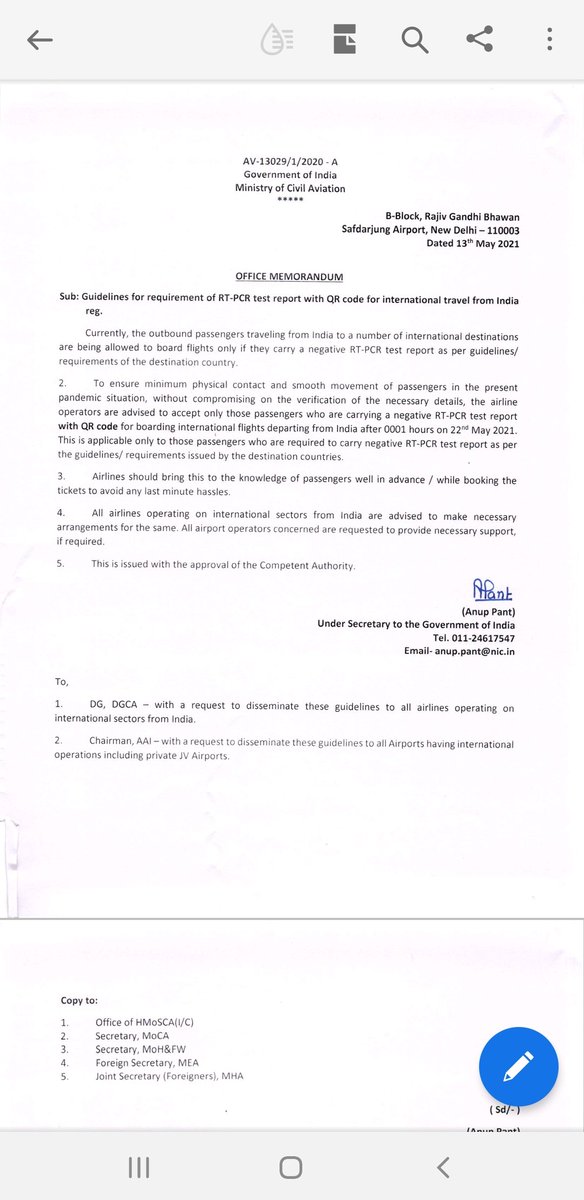 Shramisu's tweet photo. @airindiain The RT PCR requirement is only for passengers whose destination country needs it (picture below). However, some people are being asked by AirIndia to show a RTPCR for travel to Germany even if they are fully vaccinated. Can you please tell me what is the valid rule? https://t.co/1rdqv37hk0