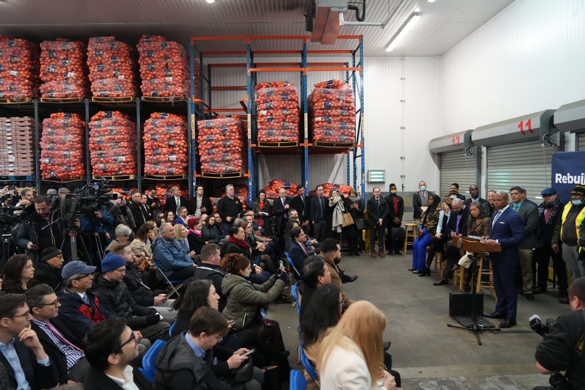 nycgov's tweet photo. .@NYCMayor announced the Economic Blueprint to rebuild, renew and reinvent NYC.

•$140 million for Hunts Point market and community
•Cutting red tape for small business
•Building equitable jobs in cannabis, wind power, game development and more

https://t.co/fklIaxwbfs https://t.co/Plv6CEwJaw