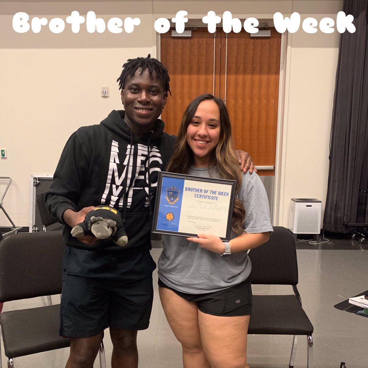 We would like to congratulate the past two brothers of the weeks, Javion Lynch and Jisel Solis. We love you both so much and appreciate all of the hard work you do for our chapter! 💙🤍 #AEA