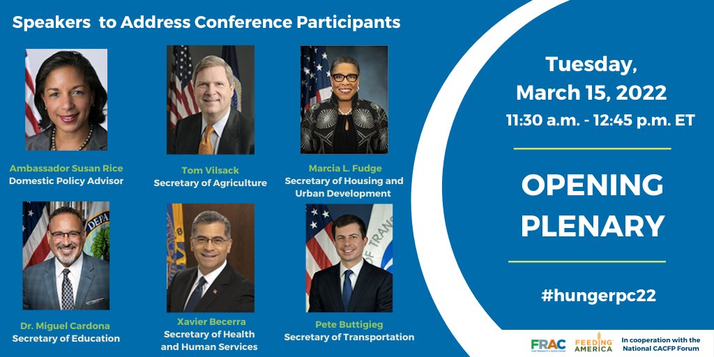 Read a sneak peek of what to expect at the  2022 Virtual National Anti-Hunger Policy Conference. DYK at #hungerpc22, the Opening Plenary on March 15 will feature Ambassador Rice and five U.S. Secretaries. It's not too late-- register today! bit.ly/3MwHdJf
