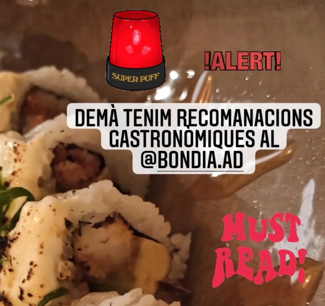 wallytrabal's tweet photo. 🚨⚠️Demà #TastetsBondia
🗞️Pàgina gastronòmica del @bondia
#Restaurant #Vi #Caprici #Recomanacions by @wallytrabal 🍽️ https://t.co/kLRcd8Jcf0