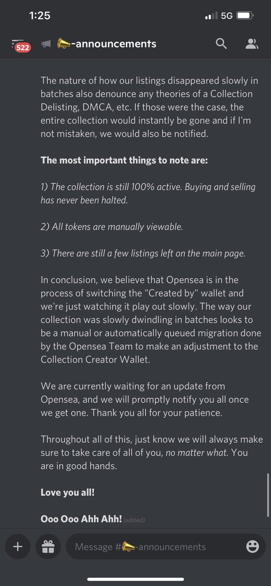 Official Announcement regarding <a href="/opensea/">OpenSea</a> We are on top of the situation and will update as needed. We got you Grandpas! See you in the greens! For the  Official Announcement please go to the Discord… (Link in Bio)                          Ooh Ooh Aah Aah!