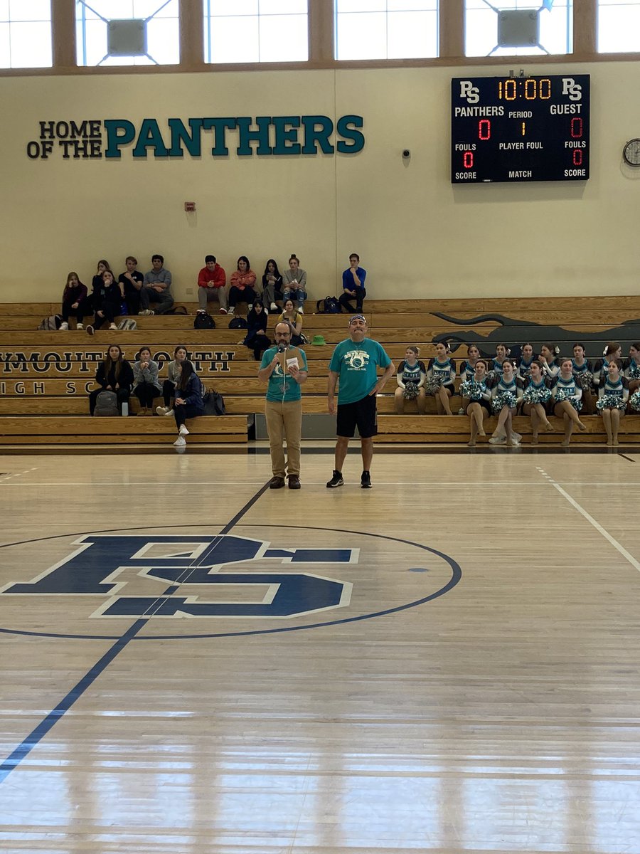 southhighprin's tweet photo. Staff vs student basketball game…Mr. Byrne honored for senior night….staff where is basketball wizard Ms. Ivan 🏀@plymouthsouth https://t.co/rAigGO05nv