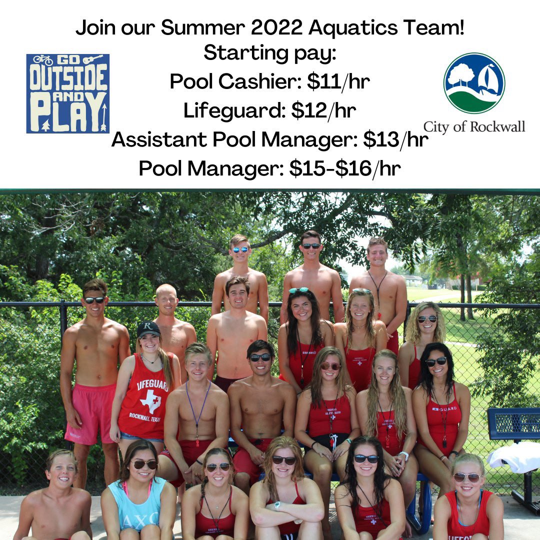 We want you on our summer 2022 aquatics team! Must be 16 and a good swimmer. Lifeguards start at $11/hr! 
Apply here:
rockwall.com/hr-employment.…