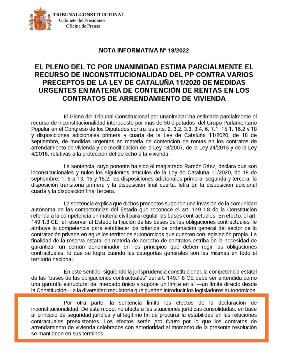 Madre mía. Una cosa es que no haya que hurgar en el pasado e incrementar la renta con efectos retroactivos. Y otra muy distinta, que los propietarios se tengan que comer una renta inconstitucional durante los próximos años. 

Gol por la escuadra de Sáez.