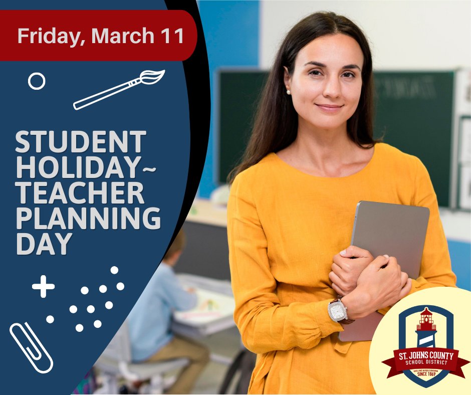 SJCSD's tweet photo. No school tomorrow!📢SJCSD teacher planning day. https://t.co/dqiW5VB6d8
