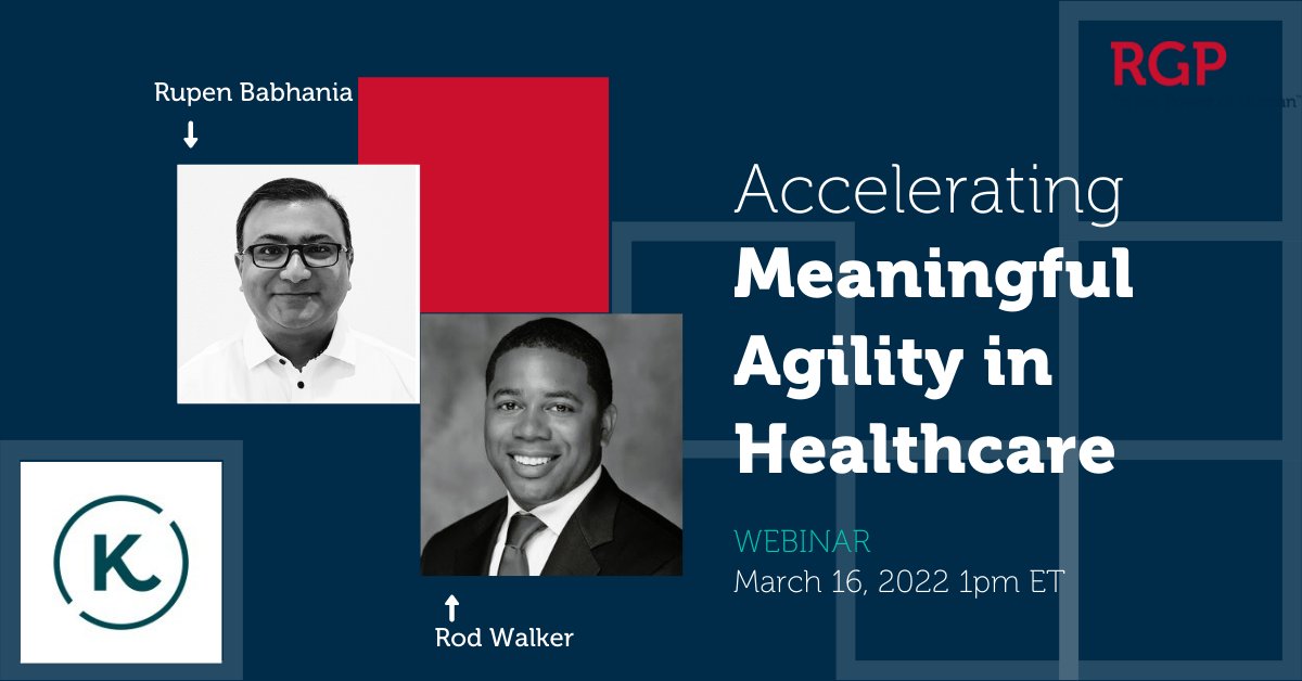 RGP's tweet photo. Join RGP & @KotterInc as they present their combined viewpoints on what business agility is and how organizations within #healthcare can embrace it.
Save your seat for this webinar on March 16, 2022 1pm ET!
https://t.co/AwBFJyE94T
#Healthcare #RadicalFlexibility #Agility https://t.co/wRvgVBCdc7