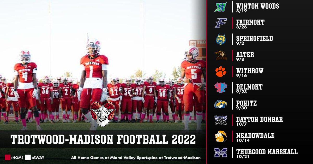 TMRamFootball's tweet photo. 2022 Trotwood-Madison Rams Football Schedule! https://t.co/Iuef5T7y7d