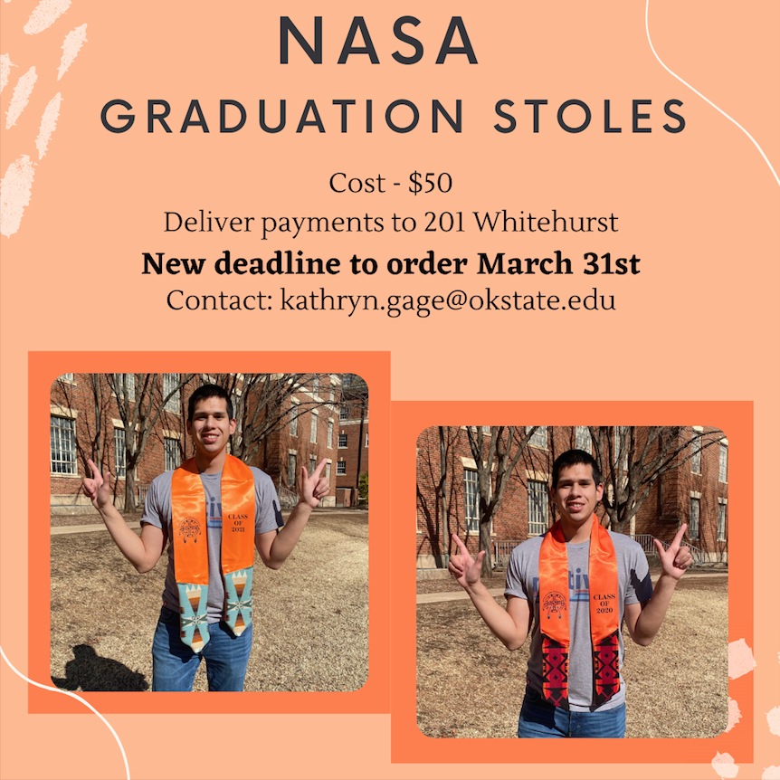 NASAOSU's tweet photo. Hi friends!! We have extended the deadline to order graduation stoles for Spring 2022 graduates. 

Contact kathryn.gage@okstate.edu with questions 🤩 https://t.co/hsI6dOPS8a