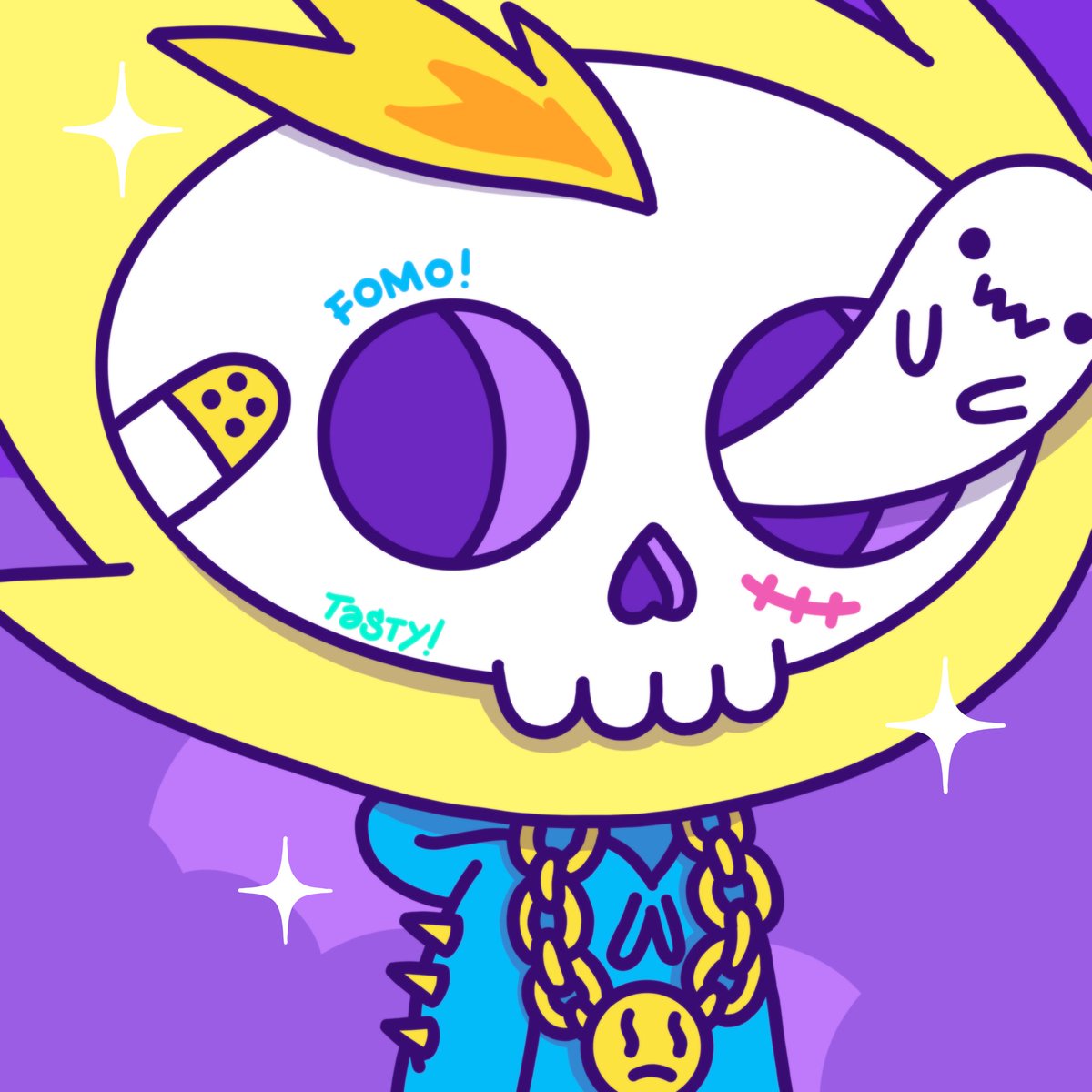 TastyBonesNFT's tweet photo. shout out to @mrjasperwong @FomoMofoNFT for this wonderful collab piece! 💀👻

this will be airdropped to the fomo-mofo trait holders! 

⚠️ snapshot has been taken https://t.co/0PBxCnJrd1