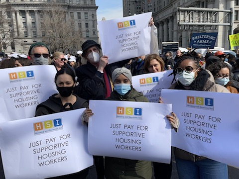 HSI joined <a href="/theNetworkNY/">The Supportive Housing Network of NY</a> and hundreds of other  human services workers today at City Hall to demand fair pay by our government funders in NYC. End poverty wages NOW. Show your support and learn more at JustPayNY.org
