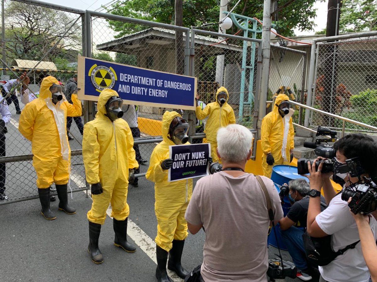 gpph's tweet photo. BREAKING: On the 11th year of Fukushima nuclear disaster, Greenpeace renames @doe_ph  into Department of Dangerous and Dirty Energy in protest of its rampant promotion of dangerous nuclear energy. #RevokeEO164 #NoToNukes https://t.co/YQwrLcTjx3