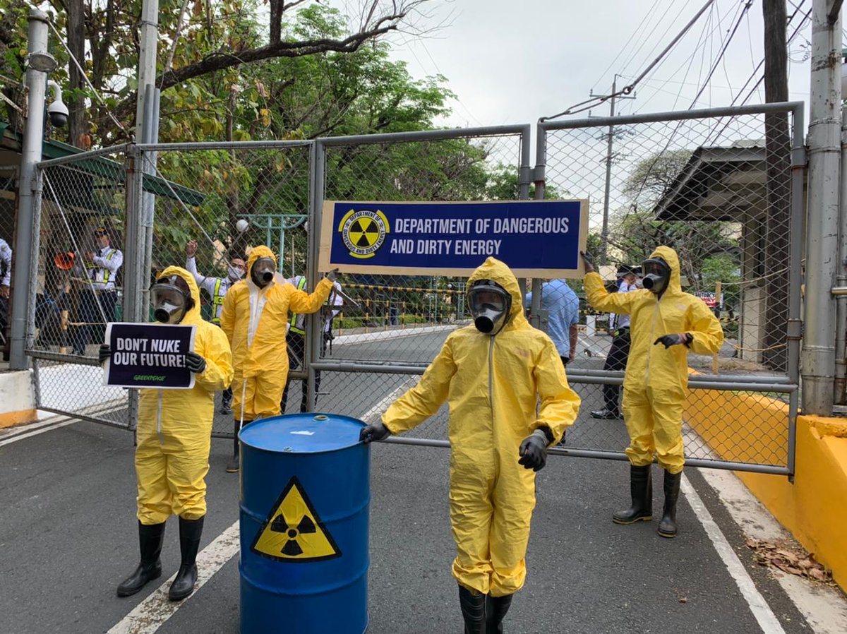 gpph's tweet photo. BREAKING: On the 11th year of Fukushima nuclear disaster, Greenpeace renames @doe_ph  into Department of Dangerous and Dirty Energy in protest of its rampant promotion of dangerous nuclear energy. #RevokeEO164 #NoToNukes https://t.co/YQwrLcTjx3