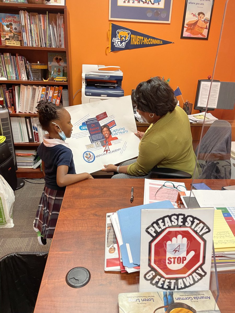 My Sophia showing off her presentation to the superintendent of Arrow Academy. She is the first African-American and first female to be superintendent of the charter district. #livinghistory #WomensHistoryMonth
