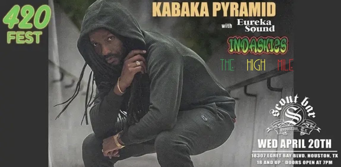 thehighmile's tweet photo. 🚨4️⃣2️⃣0️⃣🚨 
We’ll be opening for @Kabakapyramid at @scoutbarhouston along with our friends in @EurekaSound and @InDaSkies1!!! Come get lifted with us!!! #thehighmile #txreggaerock #music #kabakapyramid #scoutbarhouston #420 #indaskies #eurekasound https://t.co/009Czqxvaa