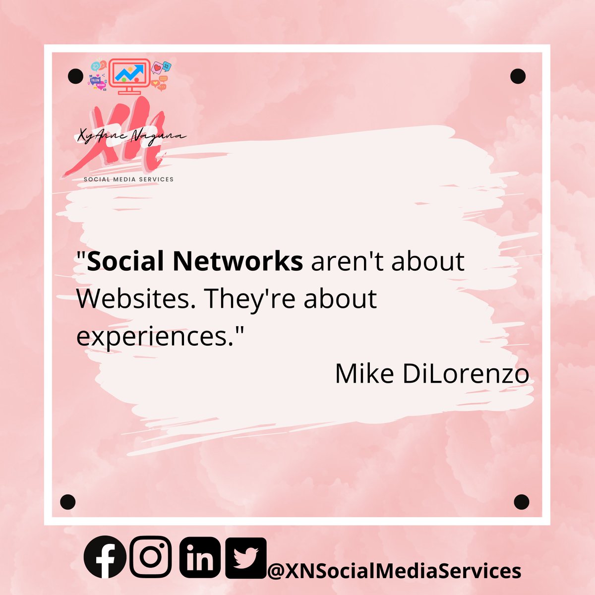 To give a positive experience to potential customers while taking care of the business is one of the best encounters you can provide as a social media marketer. 👍 

#XNSocialMediaServices
#XNSocialMediaMarketing
#socialmediaservicesforbusiness
#businesssolutions
#marketing