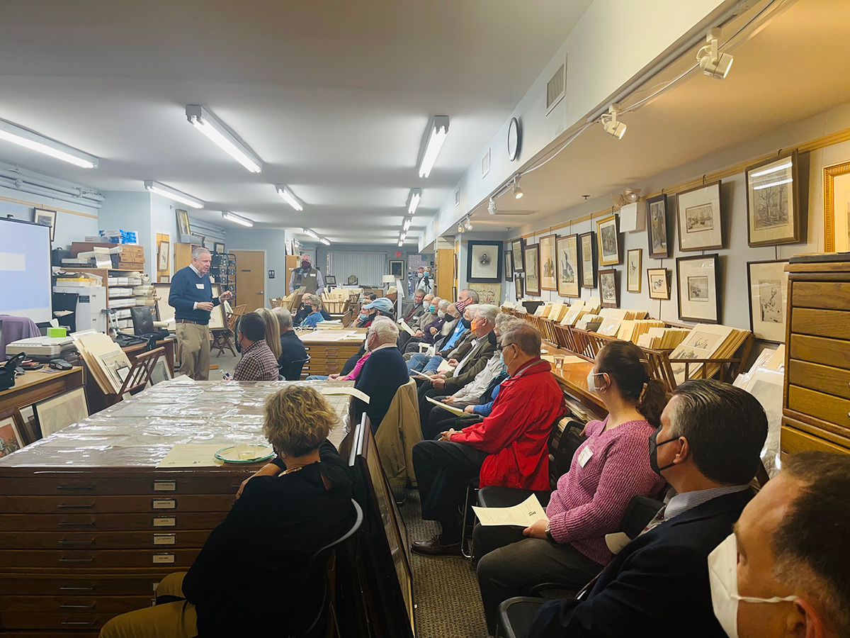 PhilaPrintShop's tweet image. John F. Smith III sharing his love of #maps 🗺️ with a captive audience at our shop! 🤩👏 Thank you Radnor Historical Society for your support of our amazing event. 
#mapcollector #mapcollecting #philaprintshop #WaynePA  #historicalmaps #maps