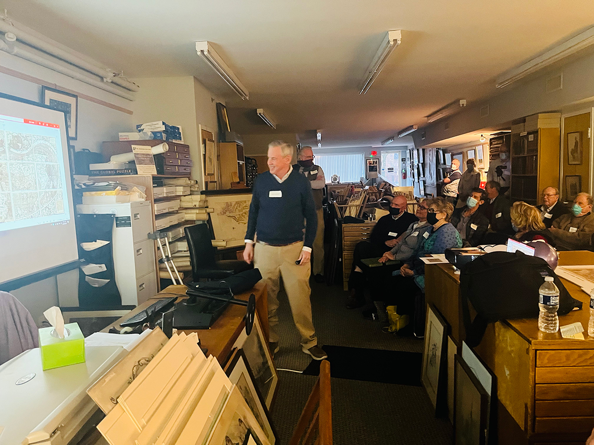 PhilaPrintShop's tweet image. John F. Smith III sharing his love of #maps 🗺️ with a captive audience at our shop! 🤩👏 Thank you Radnor Historical Society for your support of our amazing event. 
#mapcollector #mapcollecting #philaprintshop #WaynePA  #historicalmaps #maps