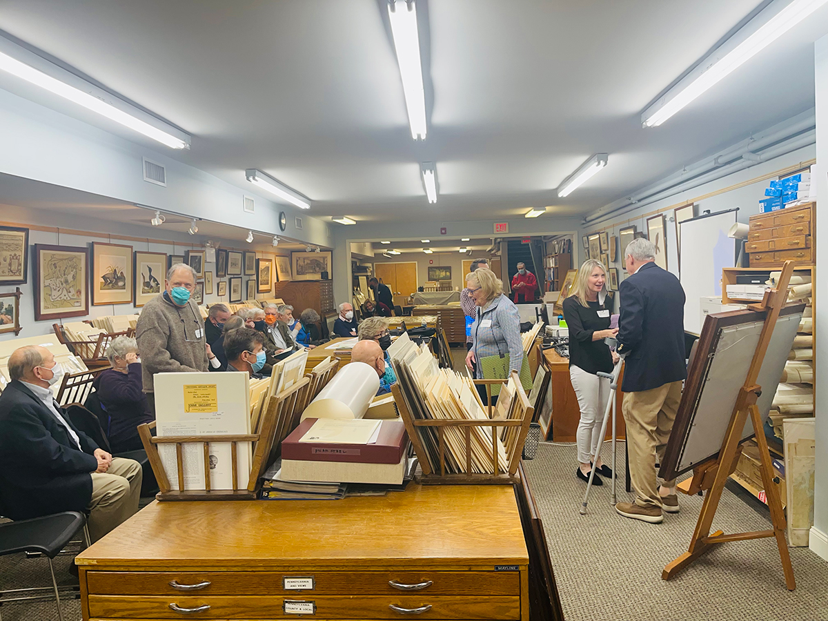PhilaPrintShop's tweet image. John F. Smith III sharing his love of #maps 🗺️ with a captive audience at our shop! 🤩👏 Thank you Radnor Historical Society for your support of our amazing event. 
#mapcollector #mapcollecting #philaprintshop #WaynePA  #historicalmaps #maps