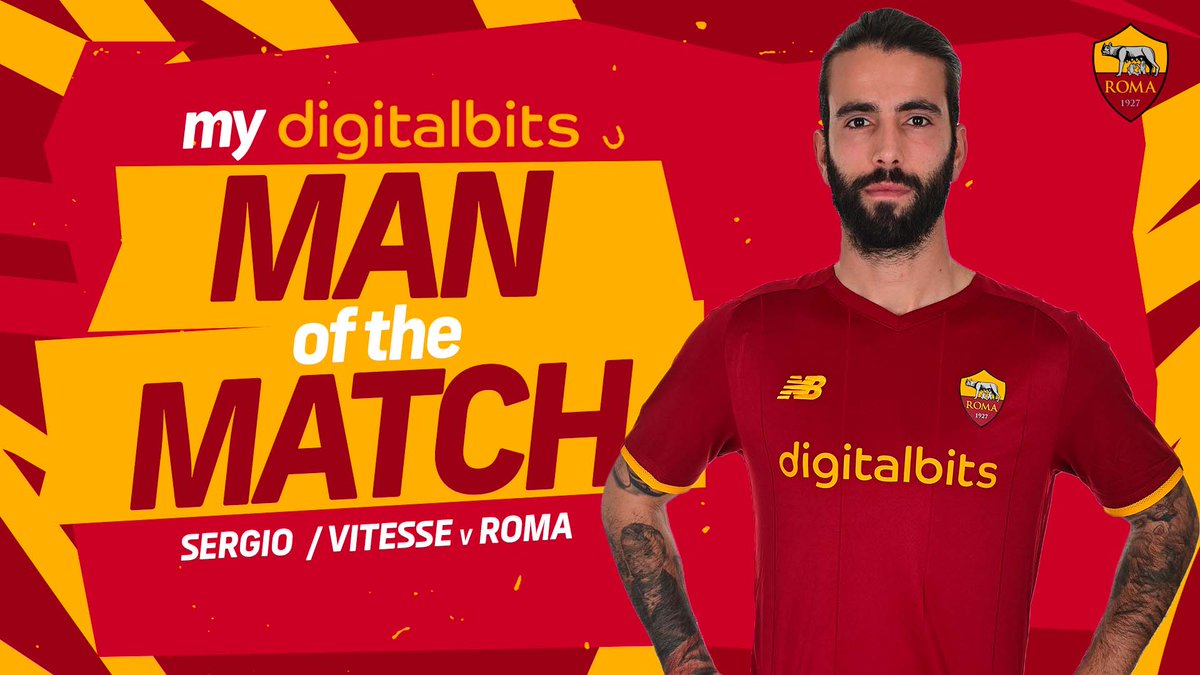 ASRomaEN's tweet image. 🟨 @DigitalBitsOrg 𝗠𝗢𝗧𝗠 🗳🟥
  
Retweet if Sergio Oliveira was your #ASRoma Man of the Match against Vitesse tonight!