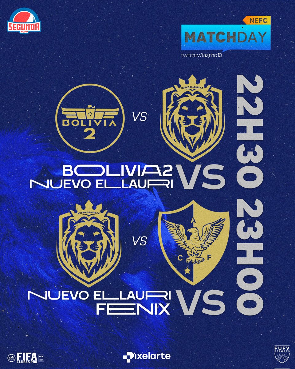 Nuevo Ellauri eSports (@enuevoellauri) on Twitter photo Luego de la dura derrota del día de ayer por copa. El club busca nuevamente el 6/6 por la #SegundaPepsi para seguir en la primera posición.
Fecha 3 - vs Bolivia2 🕥 22:30 hrs
Fecha 4 - vs <a href="/cafenix_esports/">Centro A. Fénix | Esports</a> 🕚 23:00 hrs
#RugeElLeon 🦁💙🖤 Luego de la dura derrota del día de ayer por copa. El club busca nuevamente el 6/6 por la #SegundaPepsi para seguir en la primera posición.
Fecha 3 - vs Bolivia2 🕥 22:30 hrs
Fecha 4 - vs <a href="/cafenix_esports/">Centro A. Fénix | Esports</a> 🕚 23:00 hrs
#RugeElLeon 🦁💙🖤