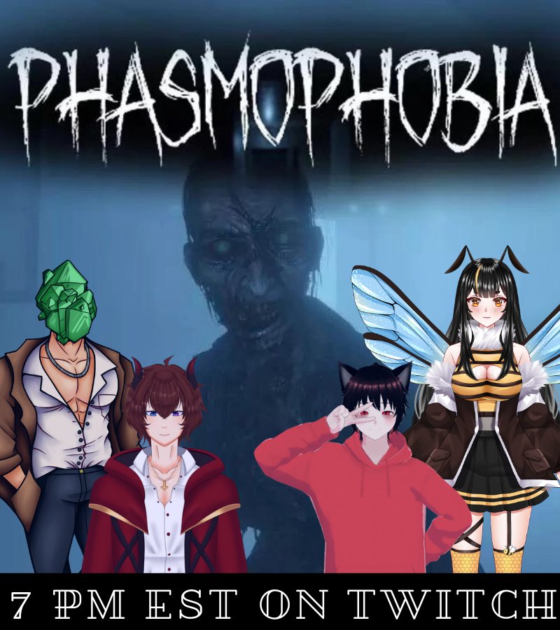 Ehllibee's tweet photo. Going to be streaming Phasmophobia TOMORROW at 7PM with @David_Demantoid @KazutoTheDemon and @AceGlurnk !! #VTuberEN #Vtuber #VTuberUprising https://t.co/eVgg5xHAkb