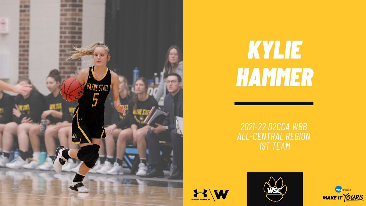 Another post season honor for <a href="/WayneStateWBB/">Wayne State WBB</a> senior guard Kylie Hammer - D2CCA All-Central Region First Team.  #NSICWBB
wscwildcats.com/news/2022/3/10…