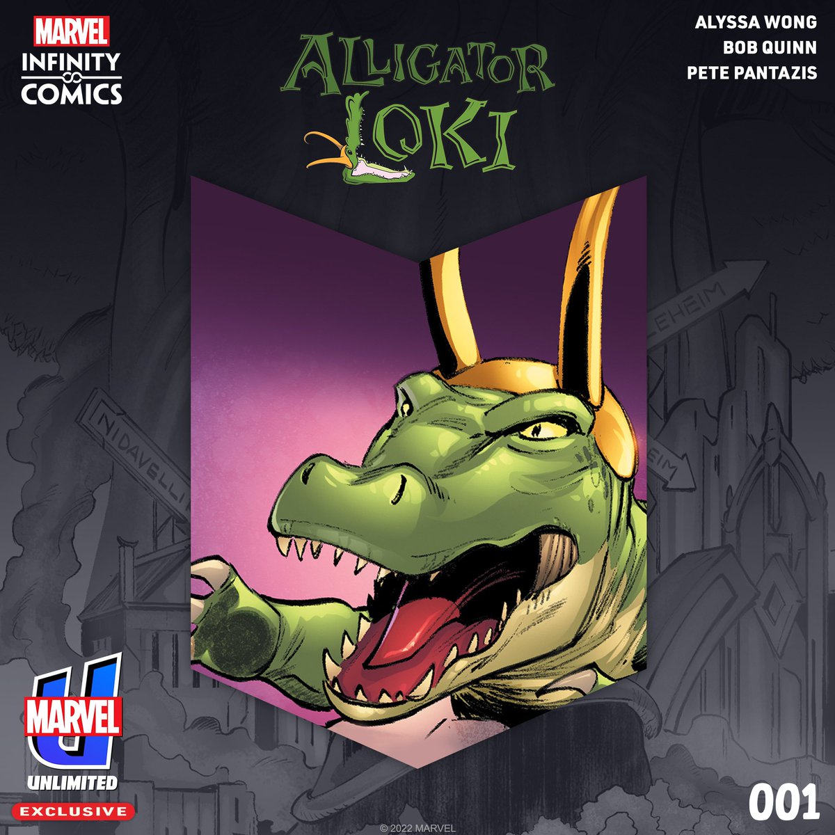 Hey! Hey! Guess what just went live on Marvel Unlimited! ALLIGATOR LOKI!!!! 

Seriously it has a funny, writer <a href="/crashwong/">Alyssa Wong (they/them) 💖🌈</a> and such a great artist @RobotJQ and colorist @petepantazis, this team has brought Alligator Loki to life! All the mischief and fun in one little 🐊