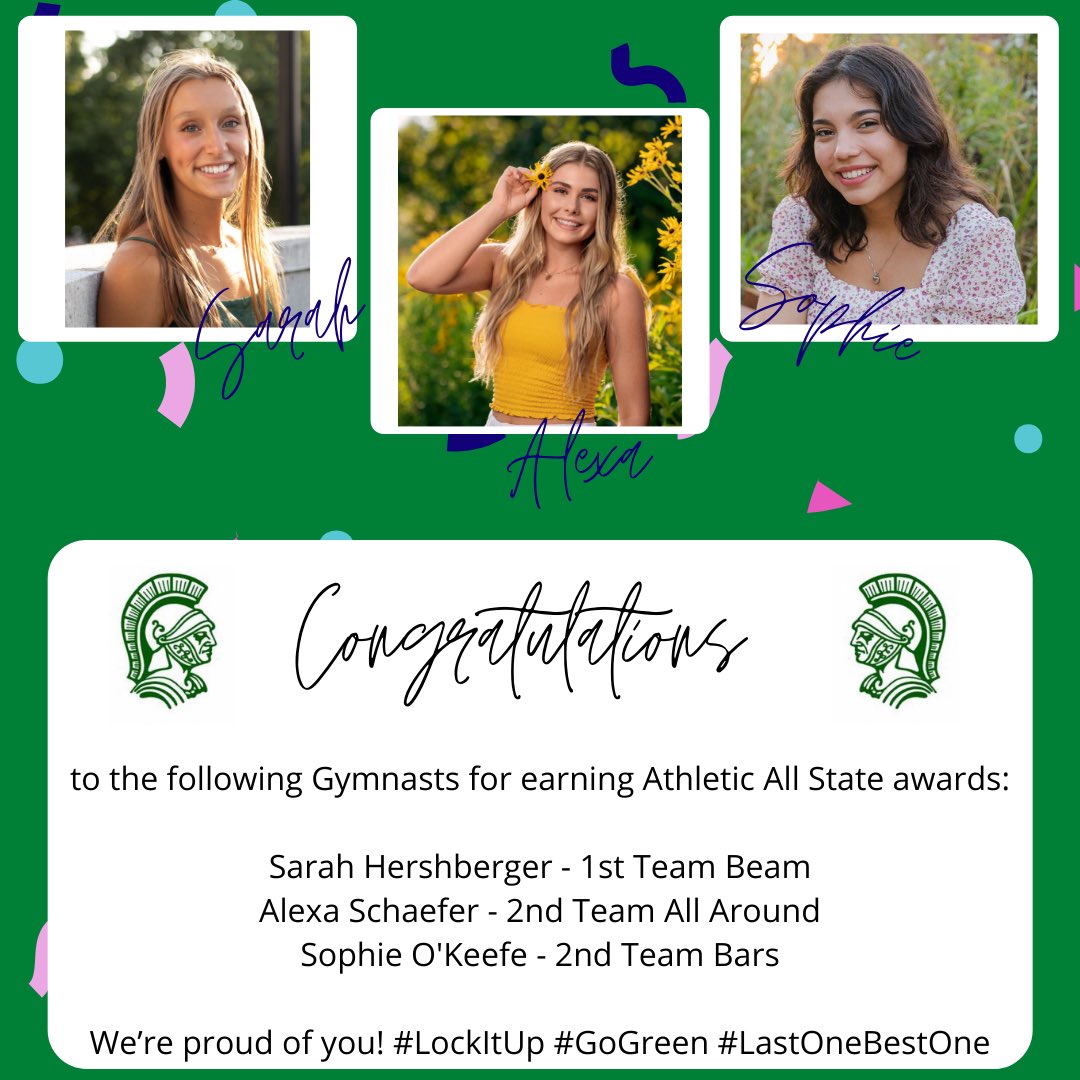 Congrats to Sarah, Alexa, and Sophie on their athletic achievements this season!! #LastOneBestOne #HardWorkPaysOff #LockItUp #GoGreen