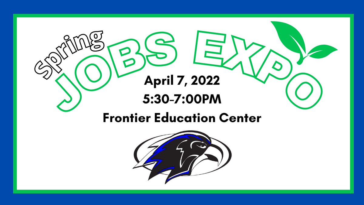 FrontierCSD's tweet photo. Frontier Central School District is holding a Spring Jobs Expo on Thursday, April 7, 2022 from 5:30-7PM at the Frontier Education Center. We are hiring in many fields and will be providing information, applications and interviews on the spot. https://t.co/q9XjeYPnJv https://t.co/RKaueIEpaT