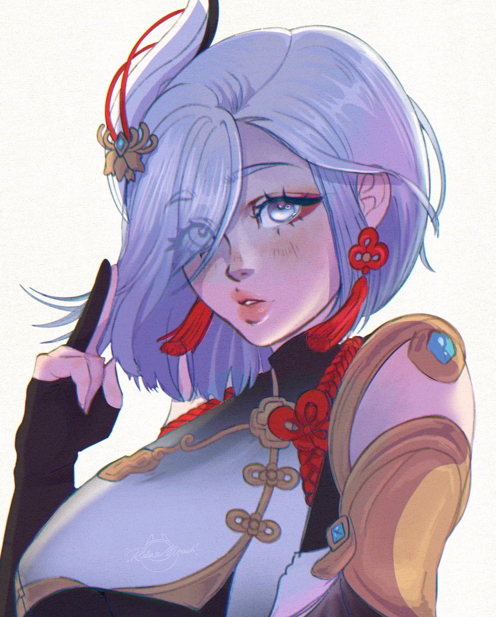 申鶴(しんかく)(原神) 「Short hair Shenhe 🤍

#GenshinImpact 」|Katia ✧ Shop Update!のイラスト