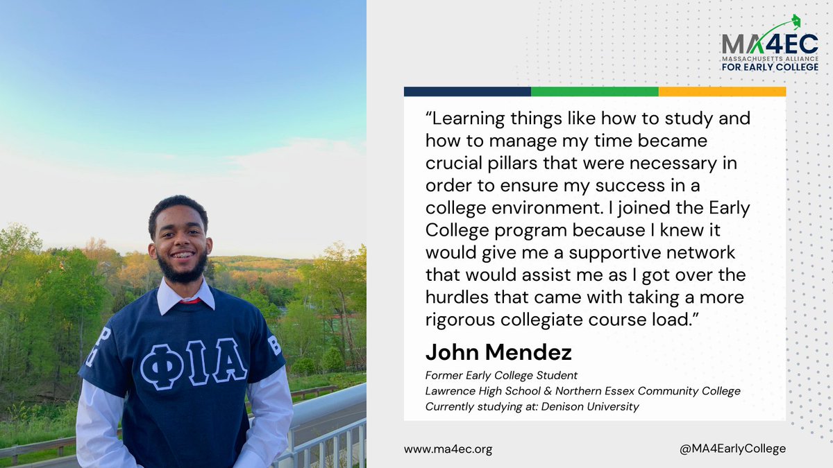 Meet John Mendez! Former Early College student <a href="/LPS_Education/">Lawrence Public Schools</a> &amp; <a href="/NorthernEssex/">NorthernEssexCC</a>, John talks about how Early College helped him to develop the life skills he'll use to succeed at the next level. #collegeready #maedu (5/16)