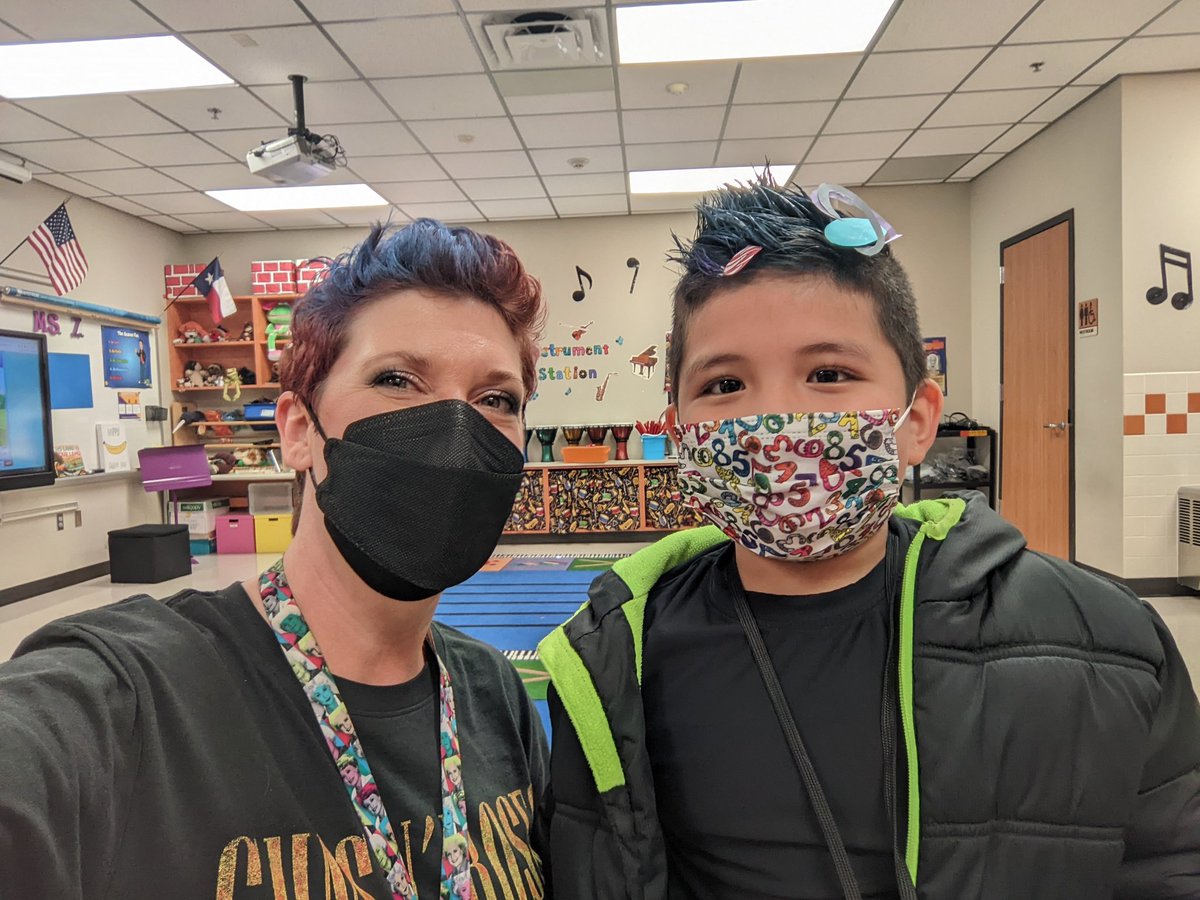 Blue hair, don't care! We celebrated the 80s with crazy hair for #MIOSM today! #MusicTheSoundOfMyHeart <a href="/NAfME/">nafme</a> <a href="/Jones_AISD/">Jones Primary School</a>