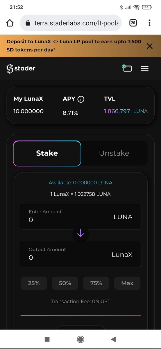 criptopediatra's tweet photo. @staderlabs more than a Month and my lunaX dont go Up... Where is It the 8,71% apy?
Thanks https://t.co/Svc2S77uy6
