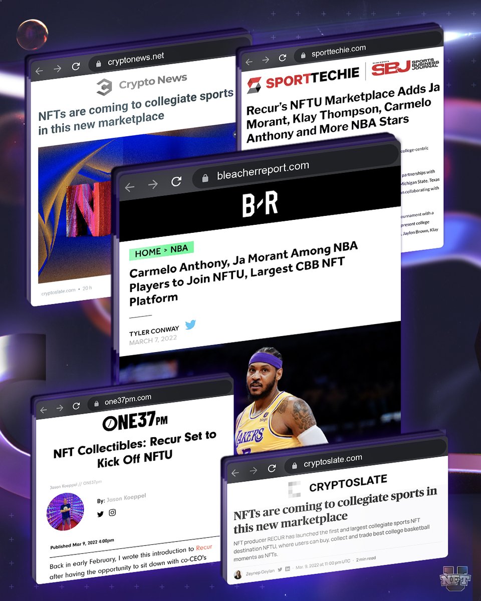 _NFTU's tweet photo. 🗣 Spread the news, #NFTU had a big week ahead of launch! 🚀

via @BleacherReport, @CryptoSlate, @137pm, @SportTechie, @cryptonews https://t.co/TO91L7lUHd