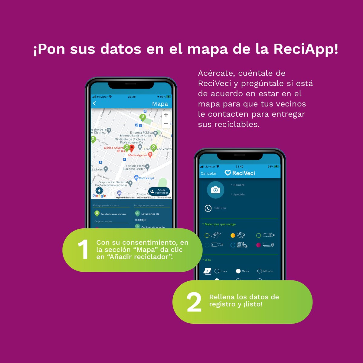 CocaColaLC's tweet photo. ¿Conoces a algún reciclador de confianza que trabaje en tu barrio? Con #ReciApp puedes facilitar su trabajo. Incluye sus datos en la aplicación, completa el registro y otros usuarios ya podrán pactar con él o ella una cita de recolección puerta a puerta.
@arcacontal @cervecerian https://t.co/sBGocZxwGt