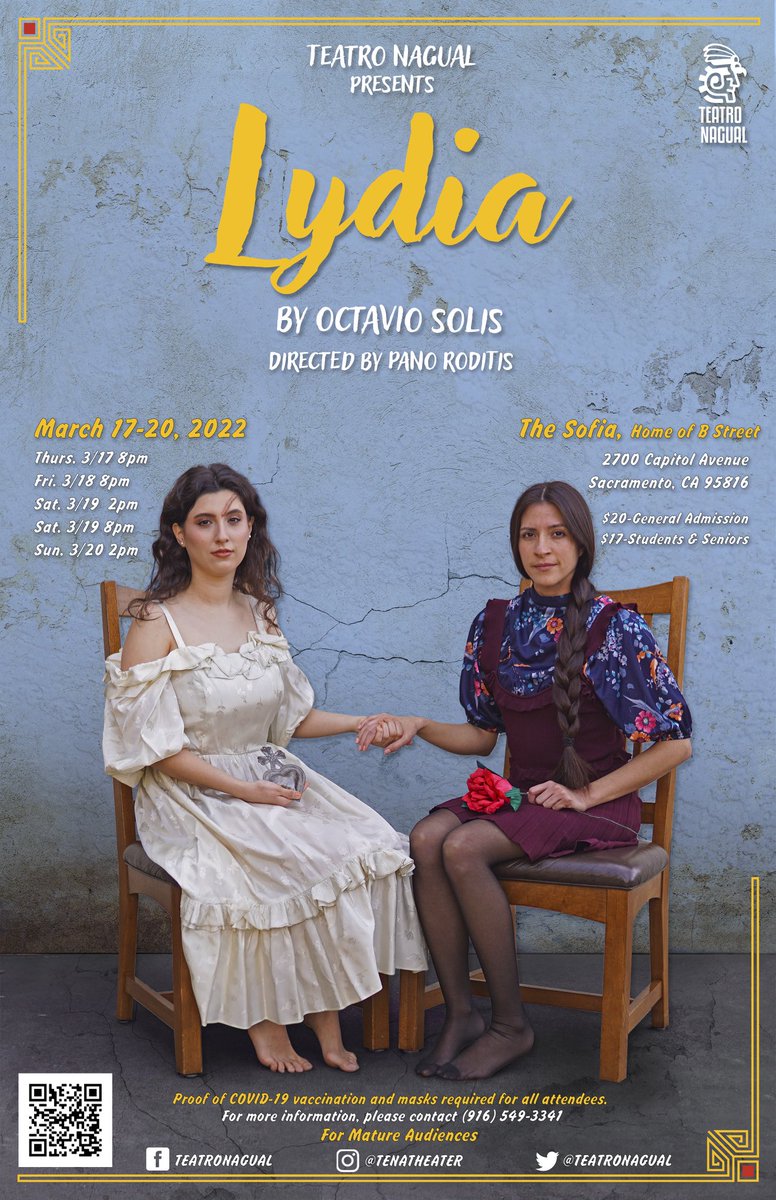 ⁦@TeatroNagual⁩ presents “Lydia” by Octavio Solis (⁦⁦@OctavioSolis5⁩) at The Sofia in Sacramento, CA! 

Lydia opens on March 17 and runs through March 20! 
#latinxtheater #teatro #teatrolatino #octaviosolis