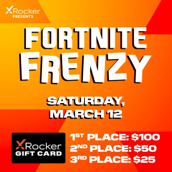 XRockerGaming's tweet photo. Get ready to battle it out in our Fortnite Frenzy tournament this Saturday, March 12th @ 5pm CT. The top 3 players will have a chance to win a up to $100 X Rocker gift card! ๐คฏ
Sign up now! ๐ฎ https://t.co/m2PEUc2Y7v
#XRockerGaming | #XRivals https://t.co/42KIwHSSPT