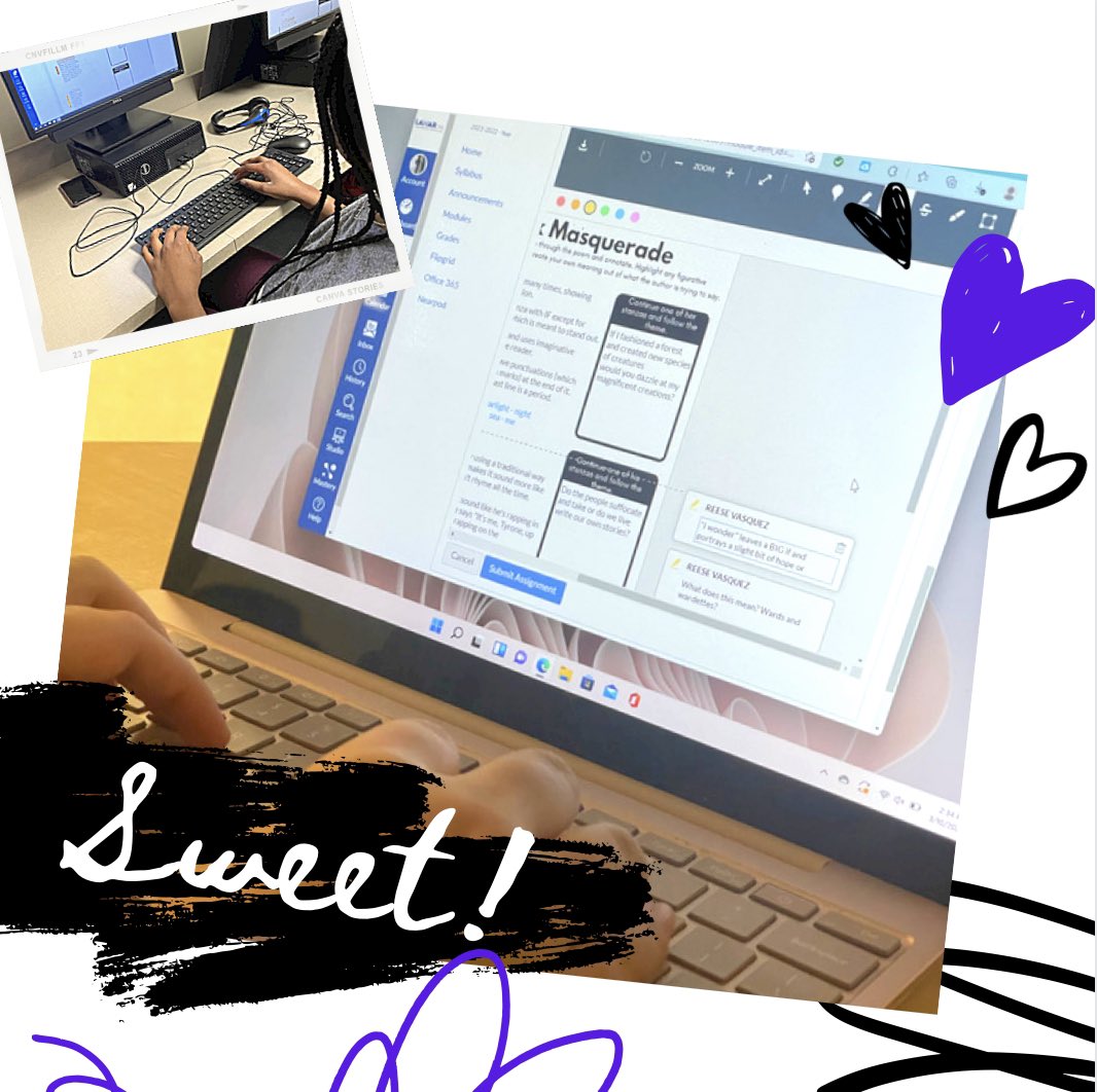 Teamwork makes the dream work! Yeah, the cheese but <a href="/MoziJ/">Jesse Lea M.</a> earned it! ELAR attempting to annotate using Canvas tools <a href="/LeamanJH/">Leaman Junior High</a> - #canva #canvas
